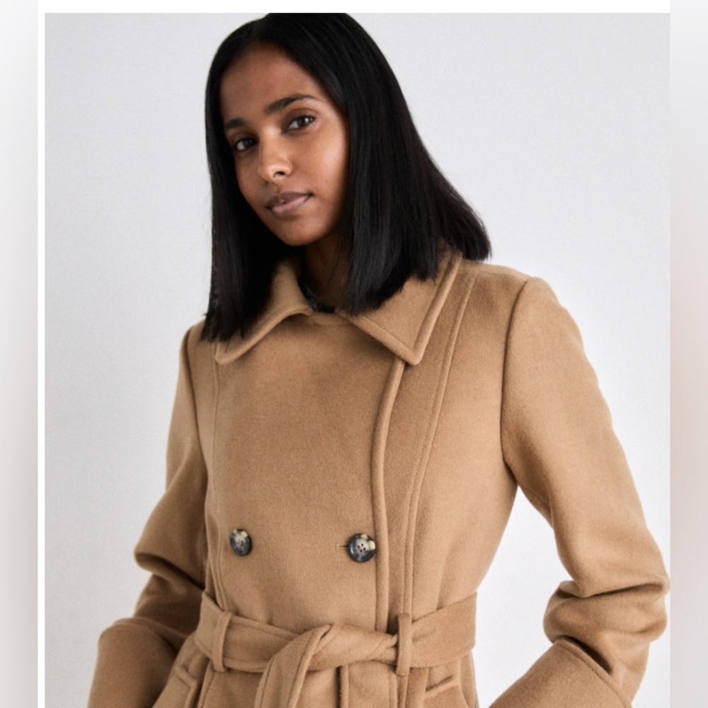 DKNY Tan Double-Breasted Trench Coat - Picture 1 of 5